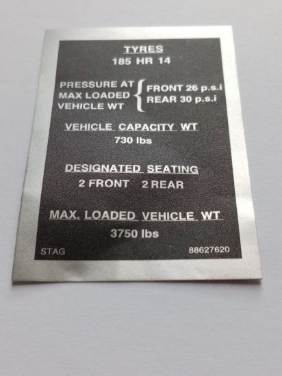 Picture of TYRE PRESSURE LABEL(JPS965)